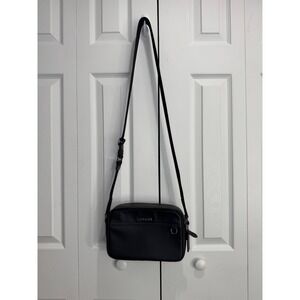 Coach Graham Crossbody Bag Women's Black Smooth Calf Leather Double Zip Handbag